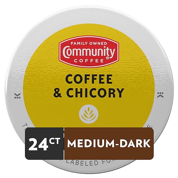 COMMUNITY COFFEE & CHICORY 24 COUNT COFFEE PODS, MEDIUM-DARK ROAST, COMPATIBLE WITH KEURIG 2.0 K-CUP BREWERS, 24 COUNT (PACK OF 1)