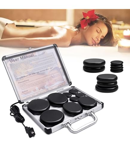 Amazon.com: Granpay Hot Stones Massage Set with Warmer, 9Pcs Hot