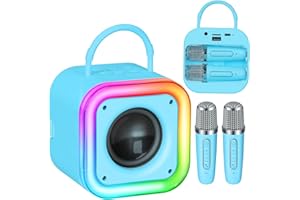 POPTREND Mini Karaoke Machine for Kids, Girl Toys Gifts, Kids Karaoke Wireless Microphone for 4,5,6,7,8,9,10,11,12 Years Old Boys and Girls Christmas Party Gifts Toys (Blue)