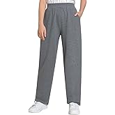 Weintee Women's Petite Cotton Pull On Pants with Pockets