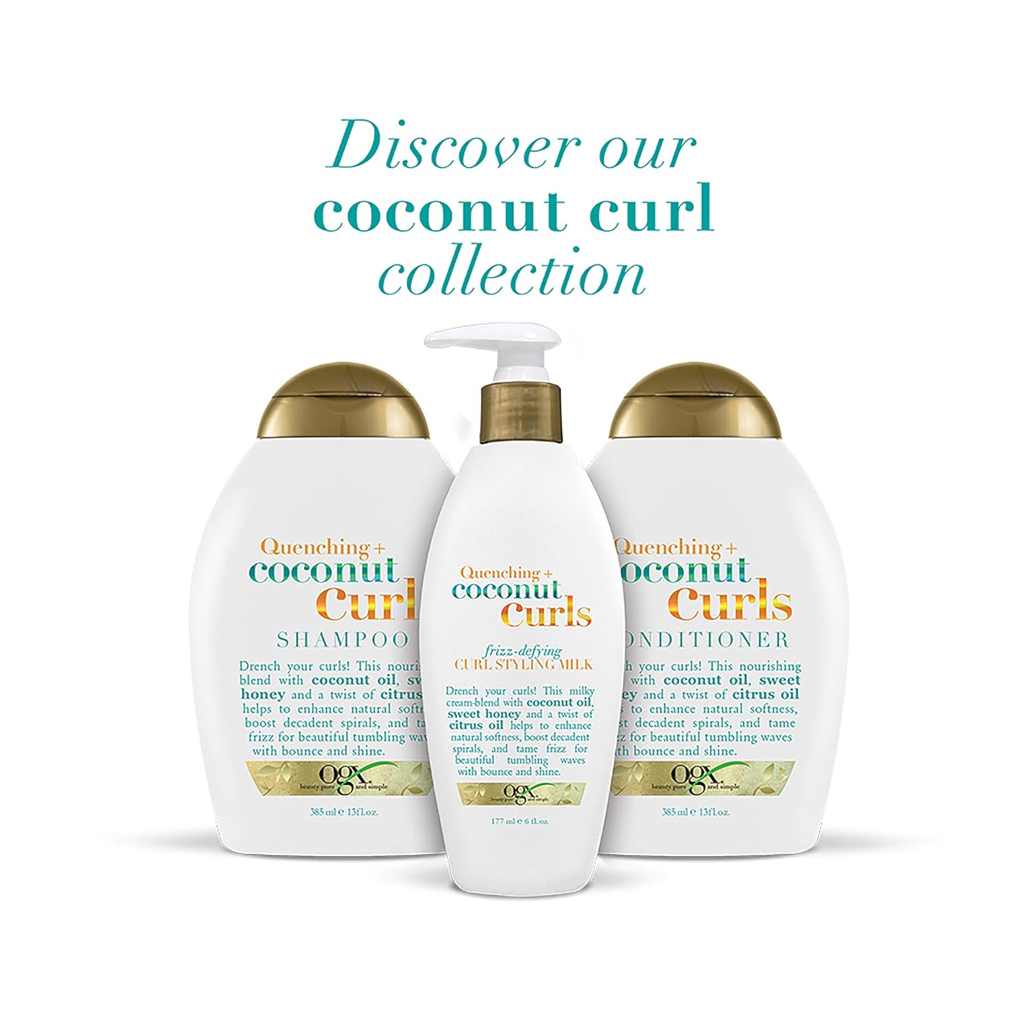 OGX Quenching Plus Coconut Curls Frizz-Defying Curl Styling Milk, 6 Fluid Ounce : Beauty