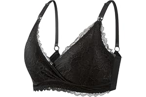 LMSXCT Women's Lace Nursing Bra Wirefree Padded Breastfeeding Maternity Bralette Cute Pregnancy Wrap V Neck Push Up Bras