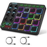 Umelody JP-1 MIDI Pad Controller with Wireless Connection, 16 RGB Beat Pads for Music Production, Portable Beat Maker for Beginners, Finger Drumming, Sampling, Looping on Laptop, Tablet, Phone