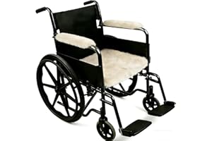 DUMI 3-Piece Medical Grade 100% Natural Sheepskin Wheelchair Cushion & Armrest Covers Set Premium Pressure Relief Seat Pad fo