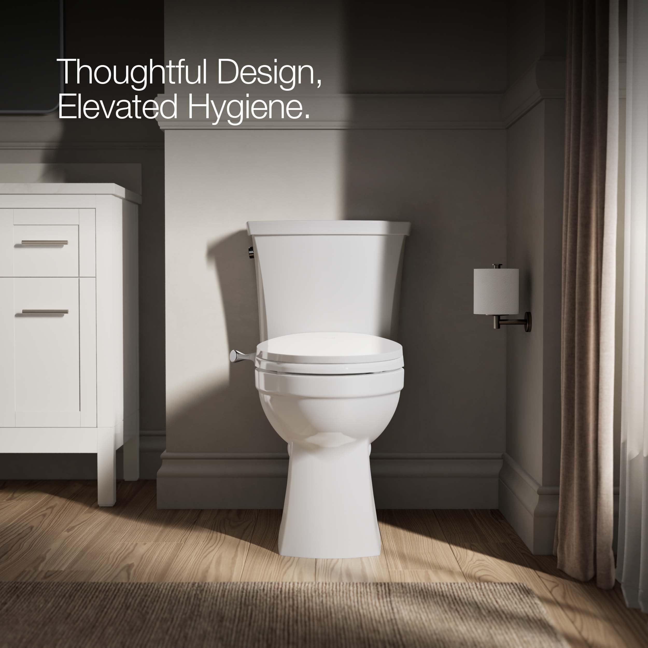 Kohler PureWash M300 Manual Elongated Bidet Toilet Seat, Chrome Handle, Quiet-Close Lid Prevents Slamming, Toilet Bidet, Easy Installation with Quick-Release Hinges, Self-Cleaning Wand