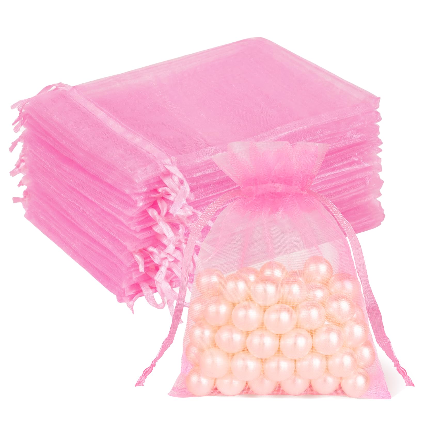 Photo 1 of Crweety 50 Pcs Pink Organza Bags 3x4 In, Small Gift Bags Bulk for Jewelry Candy Soap Makeup Sachet, Cute Mini Mesh Gift Bag Drawstring for Wedding Baby Shower Birthday Party Favors & Mothers Day