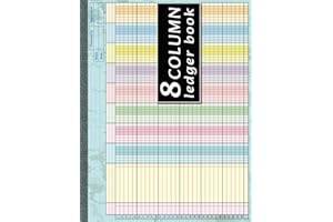 8 Column Ledger Book: Colorful Accounting Ledger Book for Bookkeeping | 8 Column Columnar Pad for Small Business | Analysis Account Book for Personal ... | Landscape Layout, 11x8.5 Inches, 80 Pages