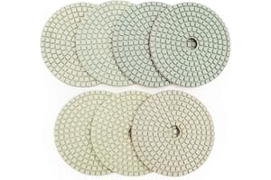 BGTEC 4" Wet Diamond Polishing Pads Set,7 Pieces #50- #3000 Pads Kit for Granite Marble Stone Quartz Tiles