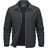 MAGCOMSEN Men's Lightweight Jackets Full Zip Up Light Coat Laydown Collar Jacket Casual Windbreaker Jacket with Zip Pockets