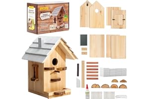 CEDAR ALPHA Premium Wooden Bird House Kit - Bluebird House for Outside - Build it Yourself Birdhouse Kits for Adults to Build - STEM Woodworking Adult Crafts & DIY - Pole Mountable - Easy Open for Cleaning