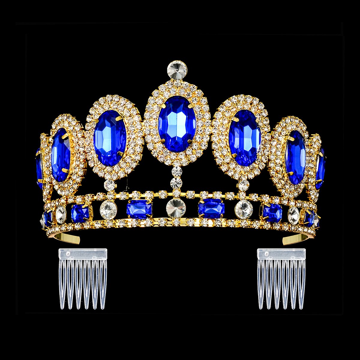 DcZeRong Crystal Tiara Rhinestone Crown Gold Princess Queen Birthday