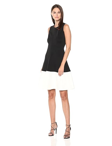 calvin klein colorblock fit and flare dress