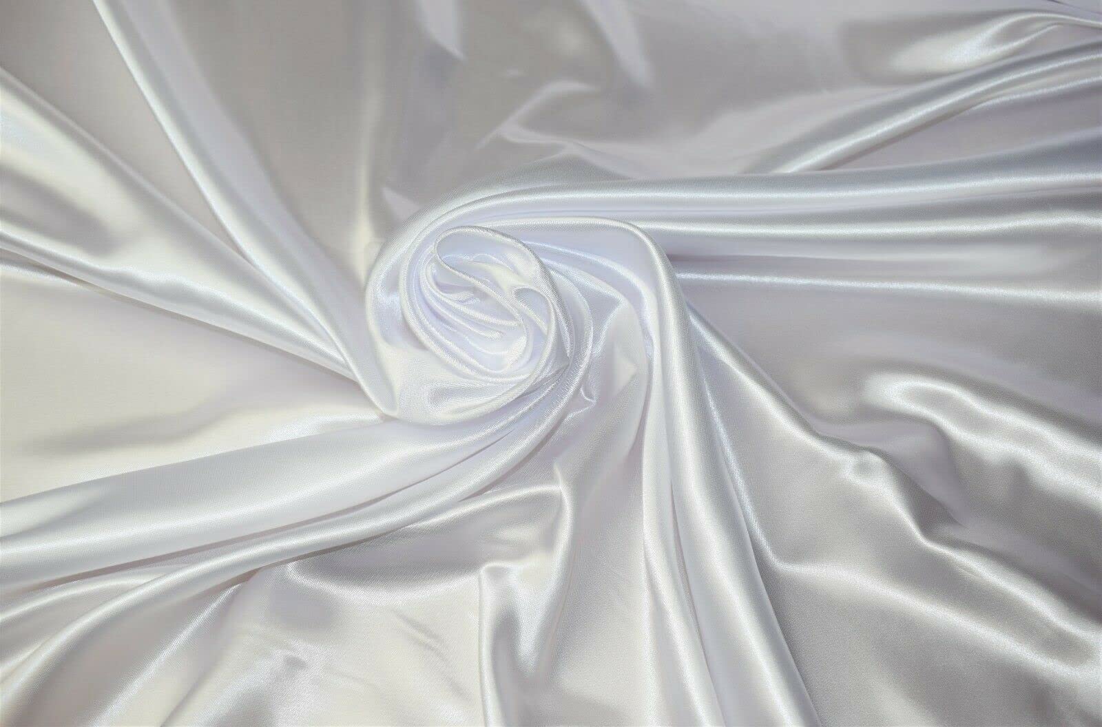 Novato Textiles Silky Satin Liquid Fabric Plain Luxury Craft Dressmaking Fabric 60'' Wide pre Cut (Pure White, 2 Meter)