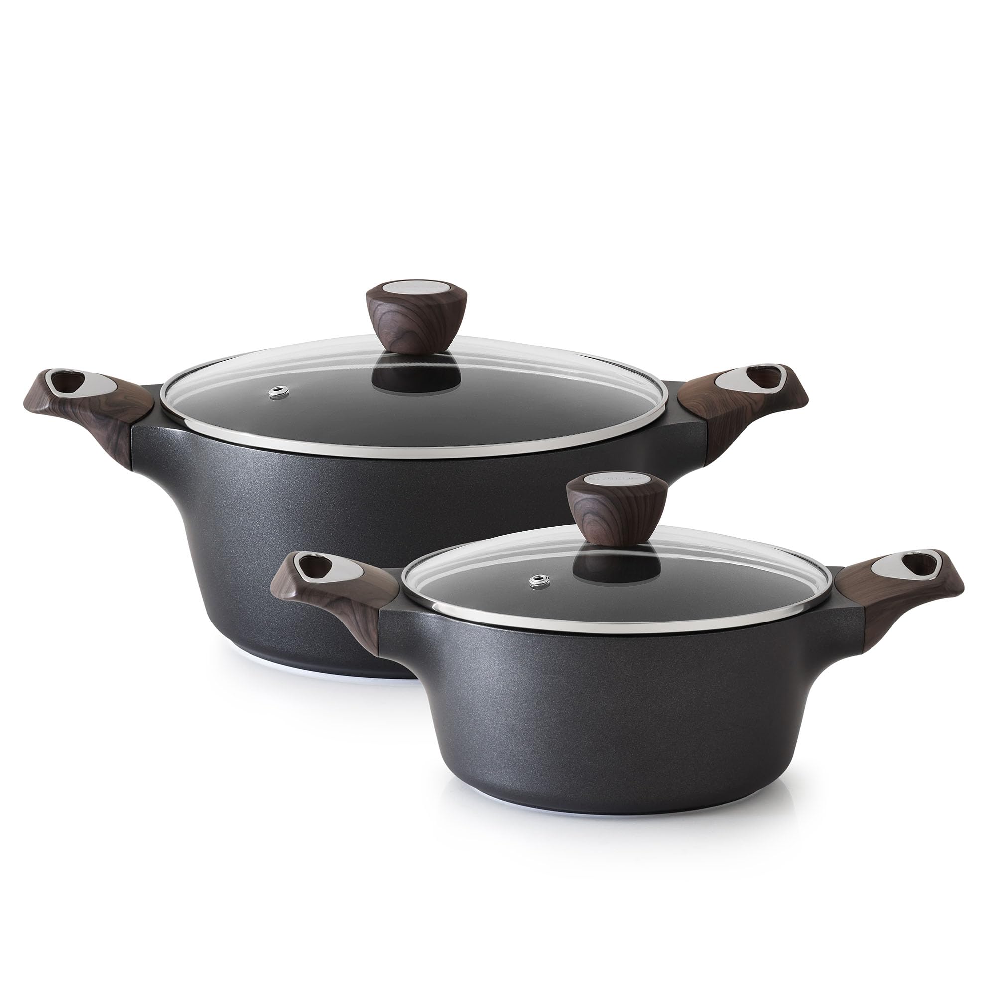 SENSARTE Nonstick Stock Pot with Lid, 2.6+4.5 QT Soup Pot Set Casserole Pot, Healthy Pasta Pot, Large Deep Cooking Pot, Big Sauce Pot Stew Pot, Induction Compatible, PFOA PFOS APEO Free, Black Image