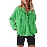 Nirovien Womens Fleece Pullover Long Sleeve Sherpa Jacket Button Down Fuzzy Sweatshirt Warm Outwear with Pockets