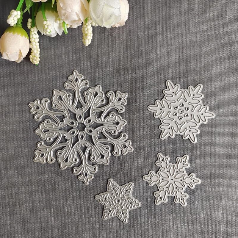 Snowflake Cutting Dies, Metal Snow Flower Die Cuts, Snowflake Lace Cutting Dies Christmas Xmas Embossing Stencils for Paper Card Making DIY Scrapbooking Photo Album Craft Decor
