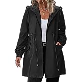 IN'VOLAND Women's Rain Jacket Plus Size Long Raincoat Lightweight Hooded Windbreaker Waterproof Jackets with Pockets