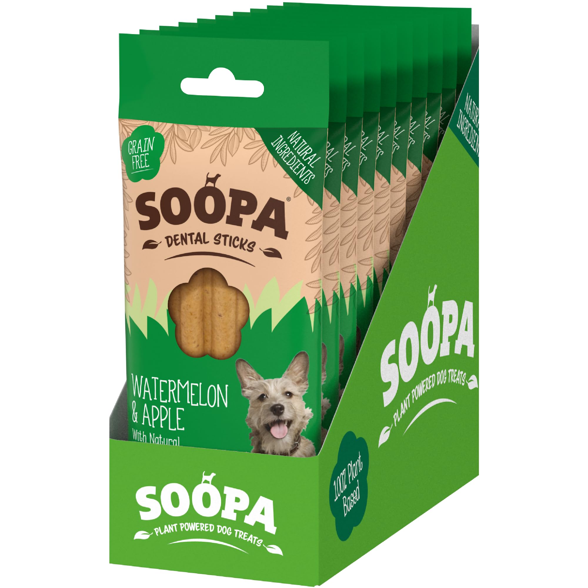 10 Pack Soopa Watermelon & Apple Dog Dental Sticks