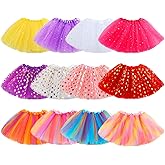 JaGely 12 Pcs Girls Ballet Tutu Skirt Christmas Costumes for Toddler Girls 4 to 8 Years Old, Layered Princess Kids Tutu Skirt Rainbow Easter Costumes for Christmas Birthday Party Supply and Favor