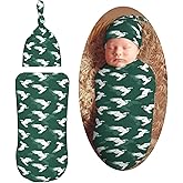Muishi Eagle On Green Background Newborn Swaddle Blankets Hat Sets Soft Baby Receiving Blanket Swaddle Sack for Baby Shower Infant Boy Girl Gift