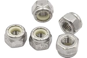 LBY 50pcs Lock Nuts, 1/4-28 Nylon Insert Hex Lock Nuts, 304 Stainless Steel (Silver)