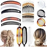 18 Pieces Banana Hair Clips Classic French Hair Comb Set Fishtail Plastic Twist Hair Clip Ponytail Accessories for Women Girls, 6 Styles(style1)