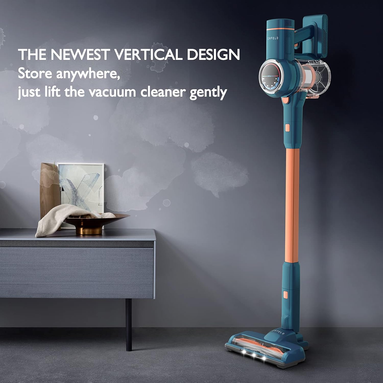 ORFELD Cordless Vacuum Cleaner, 24000Pa Powerful Suction Stick Vacuum 40 mins Runtime, 3 Cleaning Modes, 5 in 1 Ultra-Quiet Handheld Vac Self-Standing for Hard Floor Car Pet Hair -