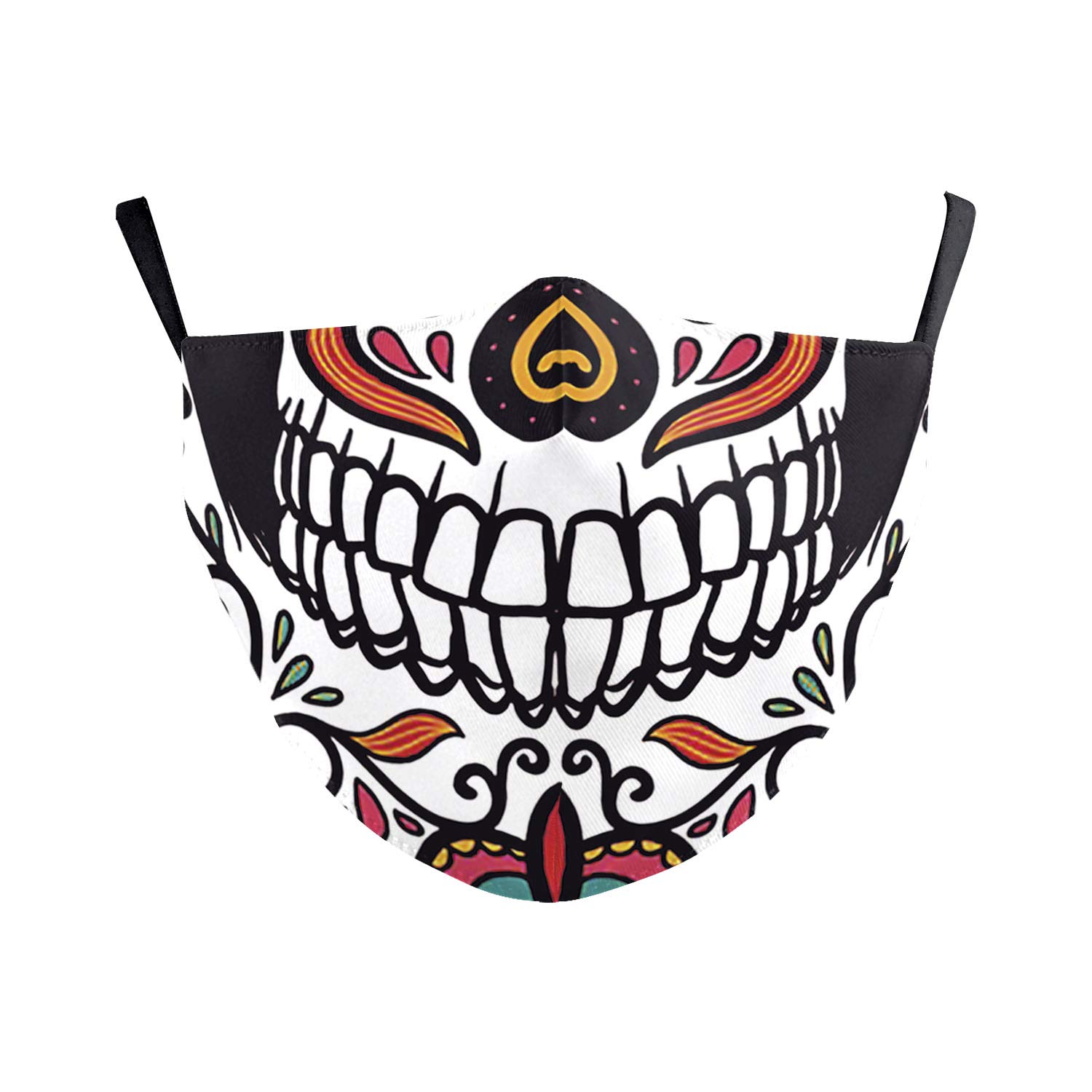 eBoutik - Face Coverings Mask - Reusable Summer Hayfever Allergic Provention - Travel Train & Plane Protection - Social Distancing (Day Of The Dead Skull)