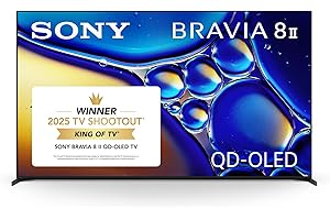 Sony BRAVIA 8 II 65 Inch TV, QD OLED, 4K Smart Google TV, XR Processor with AI Technology, Ultra Slim Design, 120hz Television, Dolby Vision/Atmos, Exclusive Features for PS5, K-65XR80M2, 2025 Model