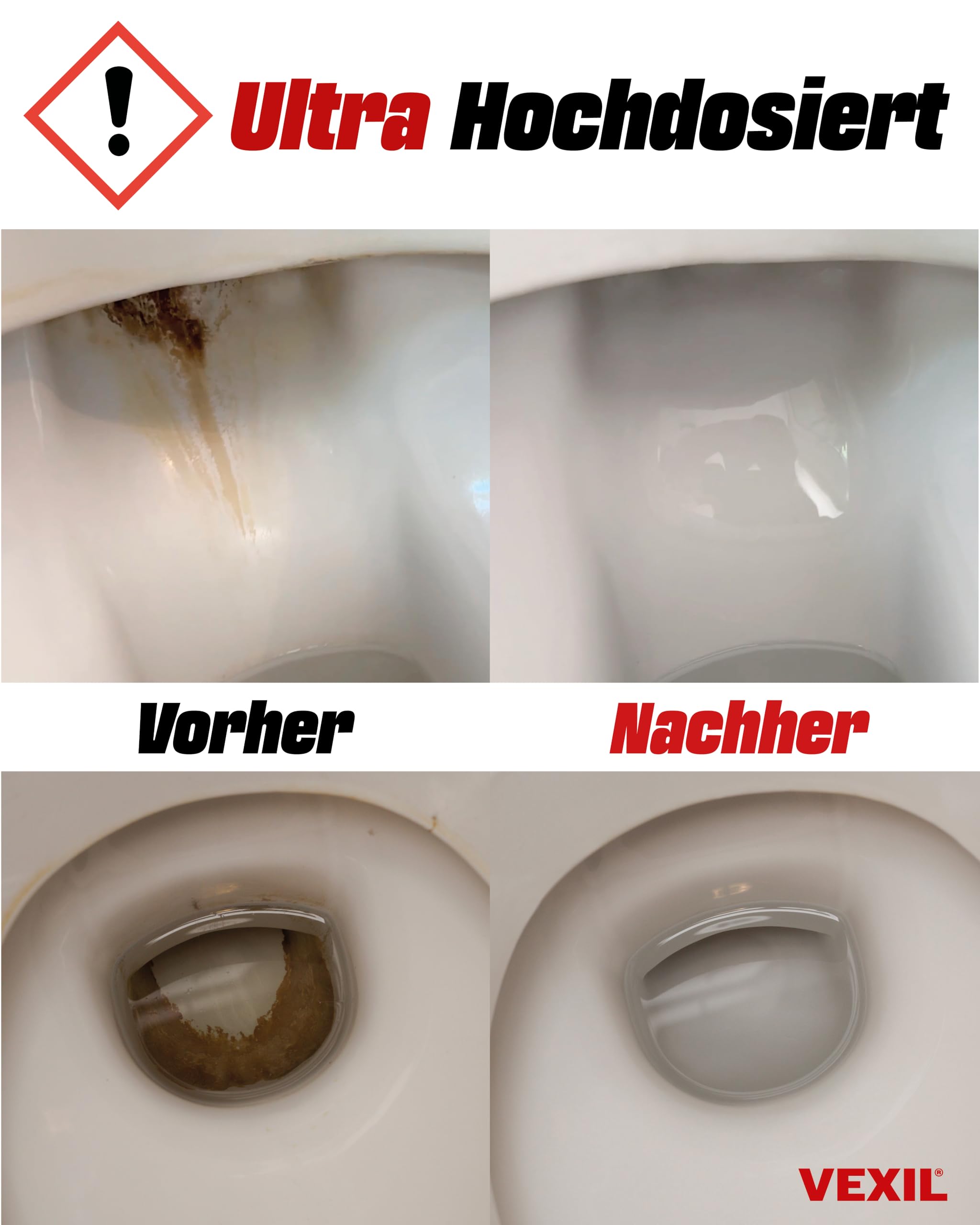 VEXIL® Urinsteinentferner EXTRA STARK - 1000 ml - entfernt mühelos hartnäckigen Urin- & Kalkstein - Profi WC-Reiniger - biologisch abbaubar - Urinsteinlöser Made in Germany 4