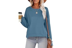 Aokosor Womens Cropped Sweatshirt Crewneck Long Sleeve Shirts Trendy 2024 Fall Tops Casual Loose Irregular Hem