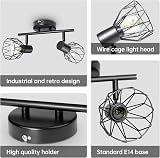 Dehobo Adjustable Spot Light Fittings E14 Matt Black Wire Cage Ceiling Wall view 3