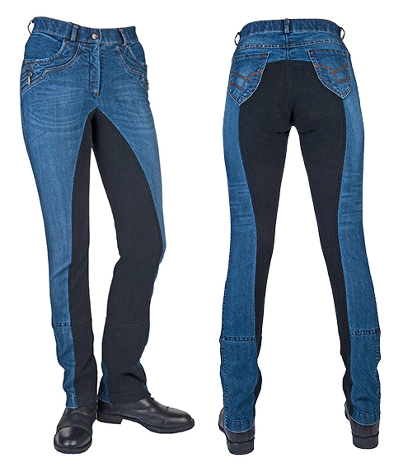 HKM Western Jodhpur Riding Breeches Classic with 1/1 Alos Trim, Dark Blue/Dark Blue, 23