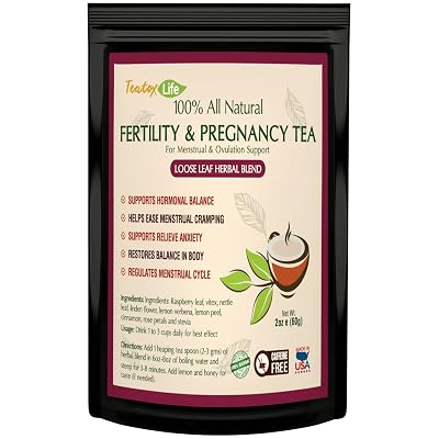 Red Raspberry Leaf Tea with Vitex Chasteberry, Fertility Pregnancy Greens Herbs Tea for Women, Loose Leaf Blend - 60 Grams| Made in USA