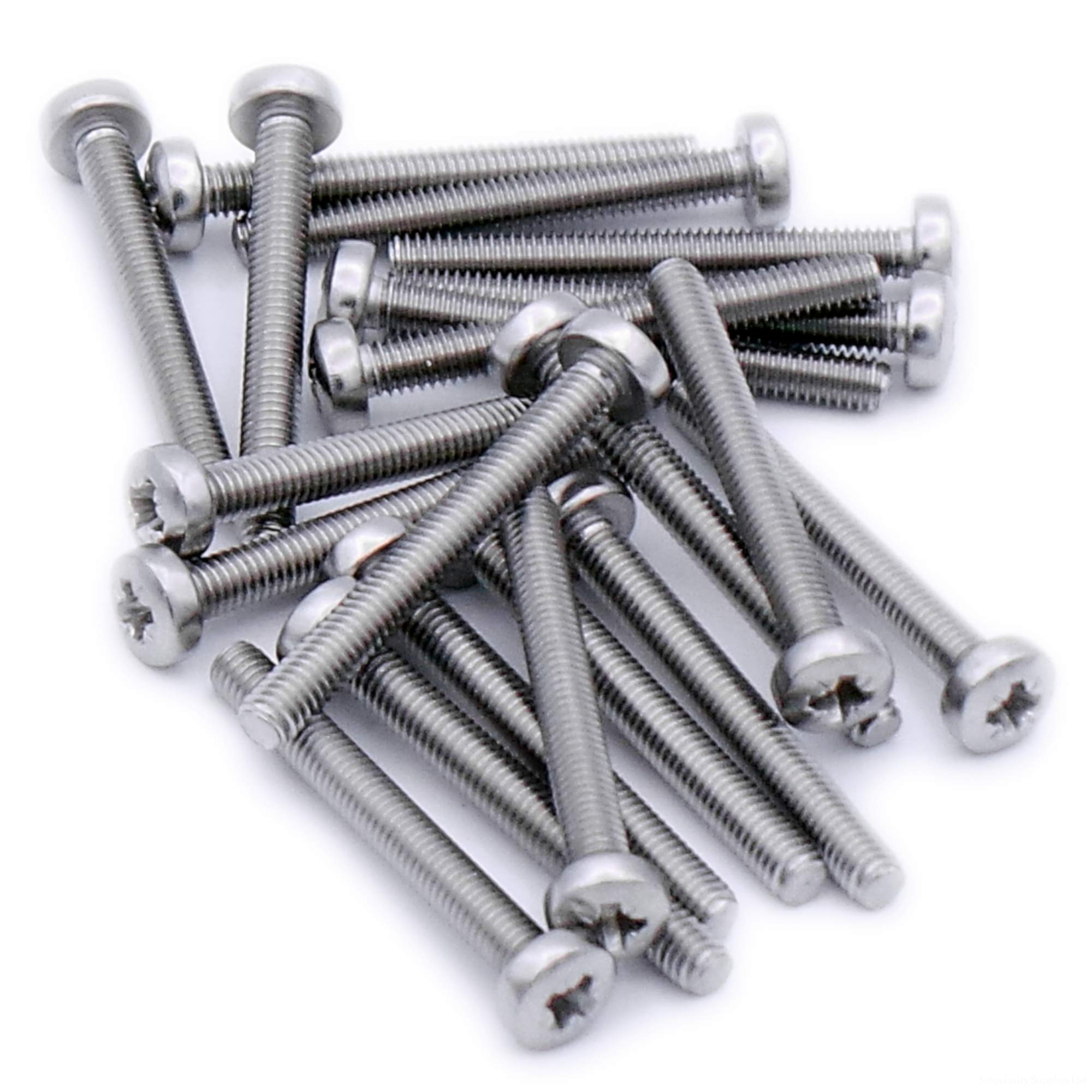 M5 (5mm x 30mm) Pozi Pan Machine Screw (Bolt) - Stainless Steel (A2) (Pack of 20)