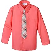 Spring Notion Boys' Cotton Blend Dress Shirt and Tie Set, Customizable Option Available