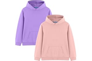 Phedrew 2-Pack Kids Cotton Hoodies Toddlers' Fall Outfits Pullover Hooded Medium Weight Sweatshirts for Boys and Girls