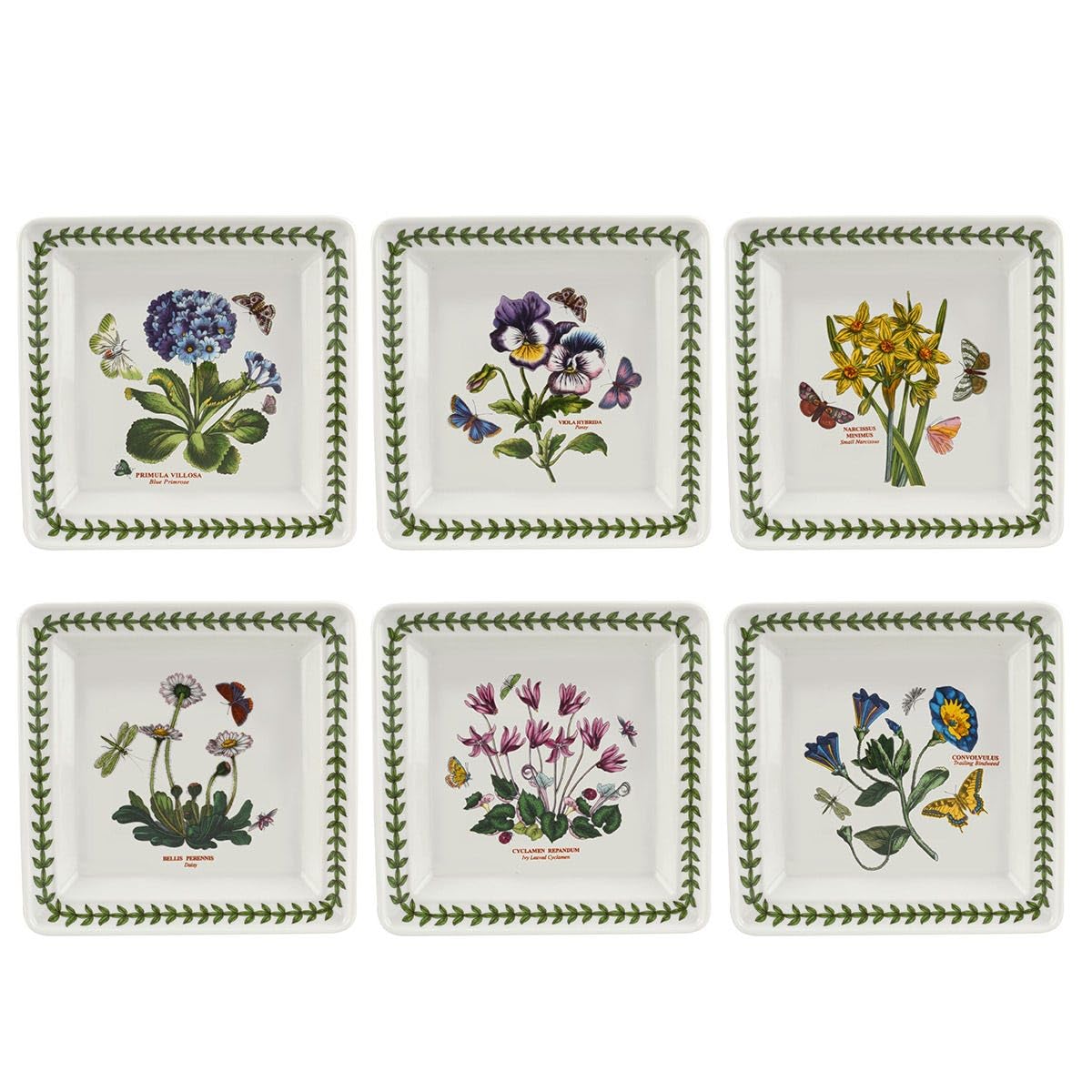 Portmeirion Botanic Garden Square Plates 18cm - Set of 6