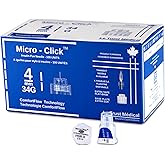 4mm 34G Micro-Click Diabetic Pen Needles [100 pen needles], Insulin Pen Needles, ozempic needles
