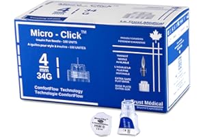 4mm 34G Micro-Click Diabetic Pen Needles [100 pen needles], Insulin Pen Needles, ozempic needles