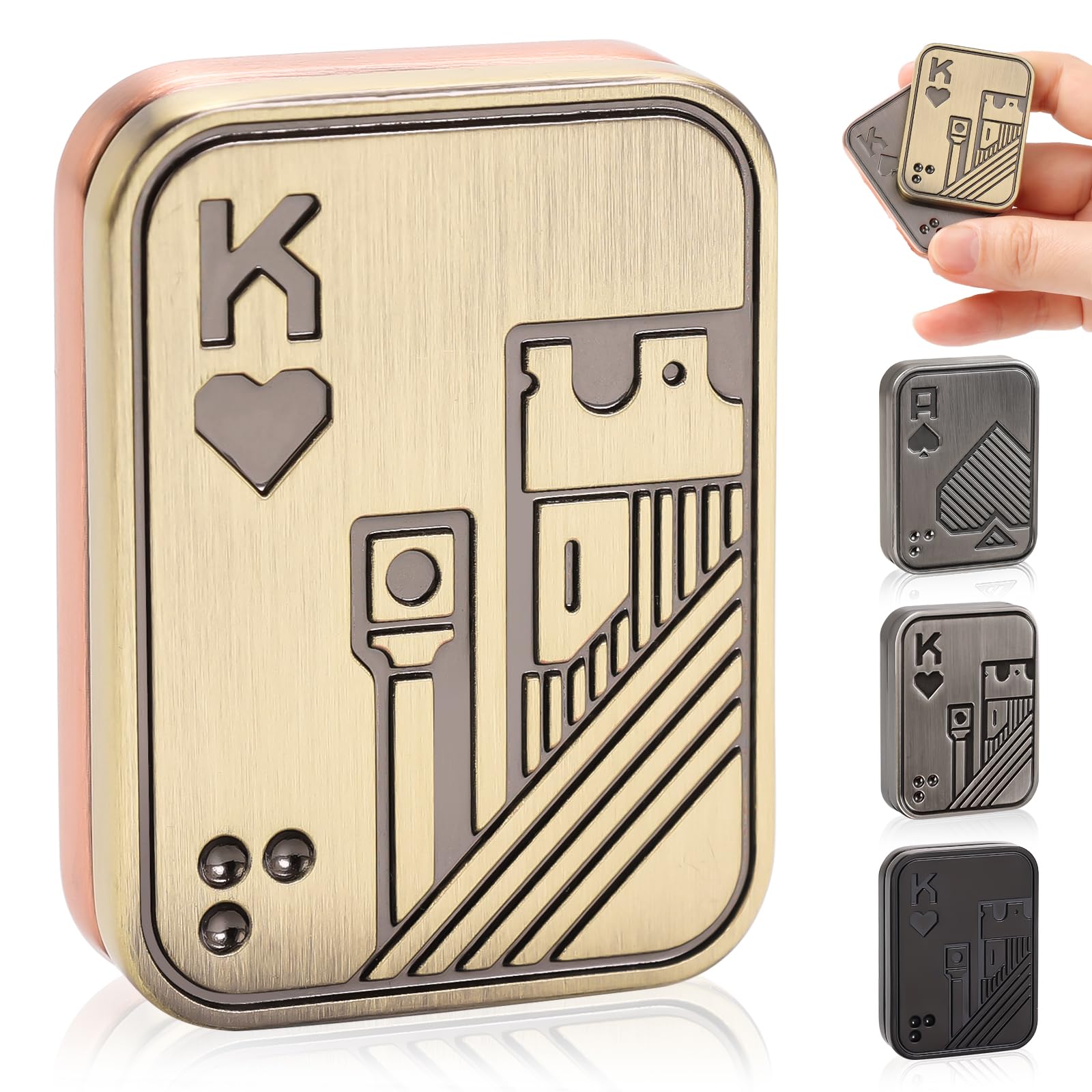 Bufccy Fidget Slider, Metal Poker Push Card, Fidget Toy, Fidget Clicker for Adults Teens, Relieve Stress Anxiety ADHD, Gift for Boyfriend, Husband and Father (Gold K)