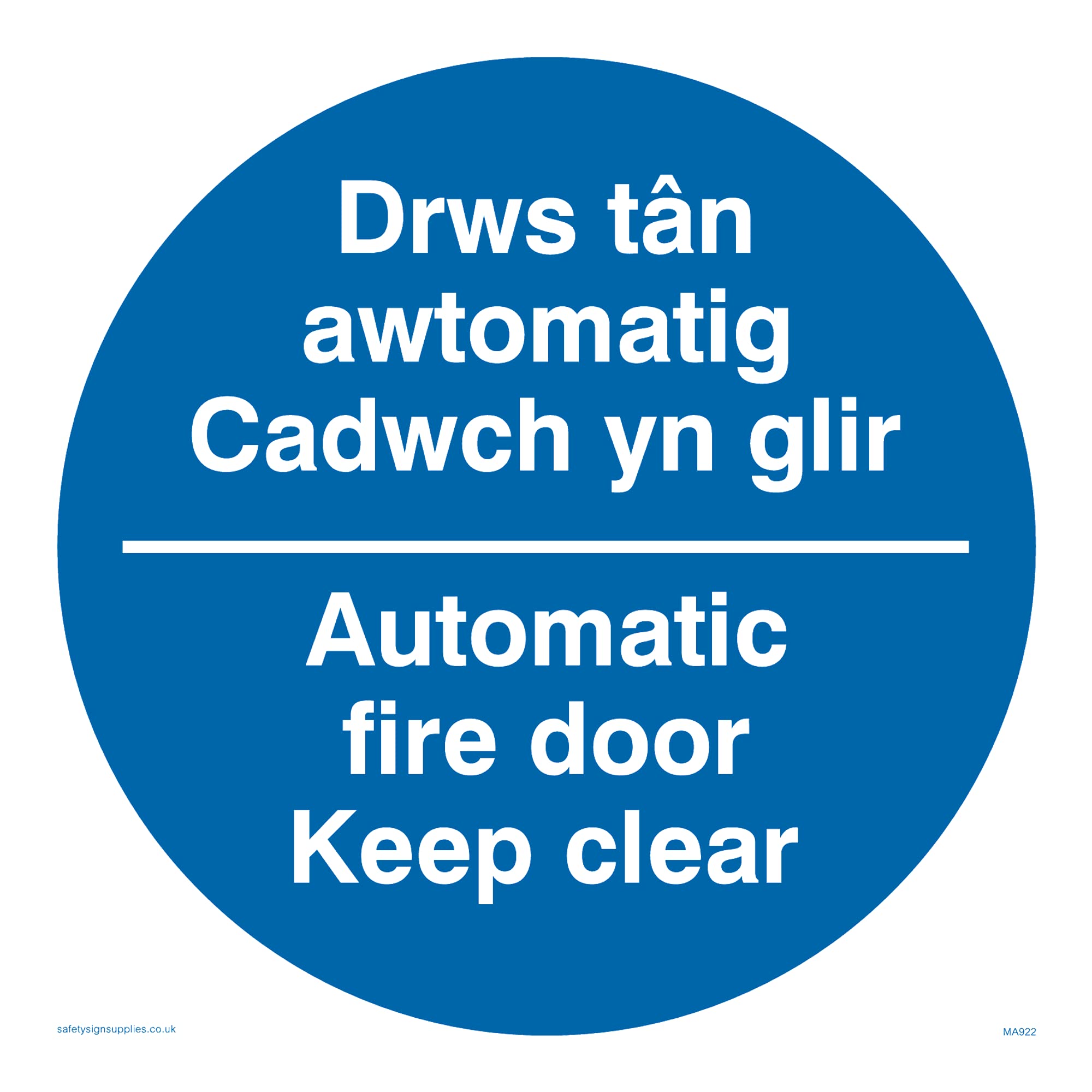 Pack of five - Drws Tan Automatig Cadwch Yn Sign - 150x150mm - S15