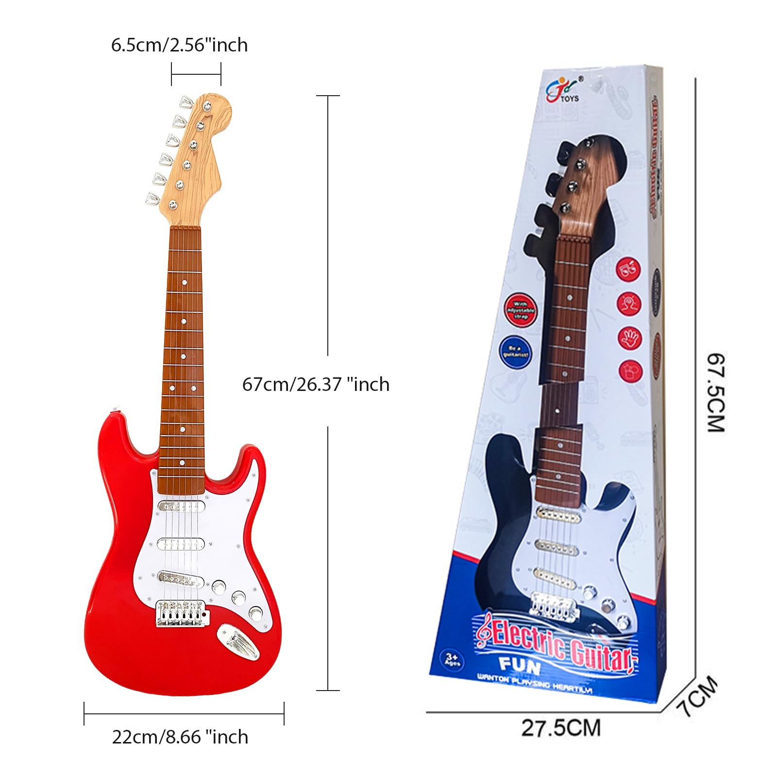 26 Inch Guitar Toy for Kids,Portable Guitar Toy Musical Instrument Toy, Educational Learning Musical Instrument Toy for Ages 3-12 Children Birthday Present for Beginner Children Boys Girls