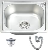 Trintion 42x37cm Stainless Steel Kitchen Sink Single Bowl with Drainer view 1