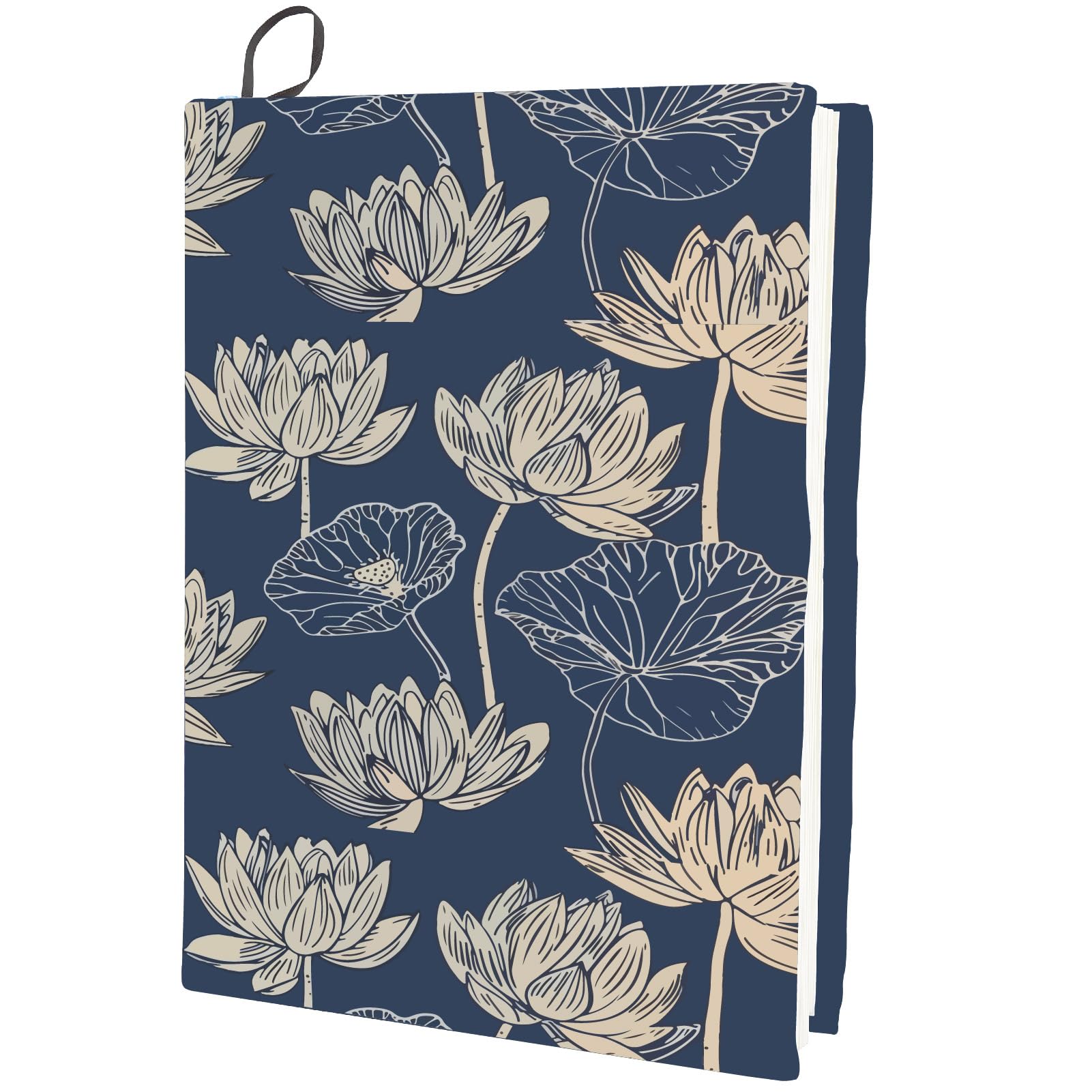 CRASPIRE Lotus Stretchable Book Cover Flower Vintage Ruffle Washable Reusable Large Nylon Book Protector Elastic Notebook Wraps Suitable for Hardcover Books Classroom Students