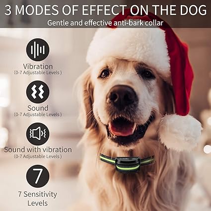Amazon Com Slopehill Dog Bark Collar With Battery Indicator Rechargeable Humane Automatic No Bark Collar For Small Medium Large Dog 7 Adjustable Sensitivity And Intensity Levels Sound And Vibration Modes Pet Supplies