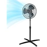 PELONIS 16 inch Pedestal Fan for Bedroom , Oscillating Fan, 3-Speeds, 90° Oscillation, Adjustable Height, Floor Fan, Standing