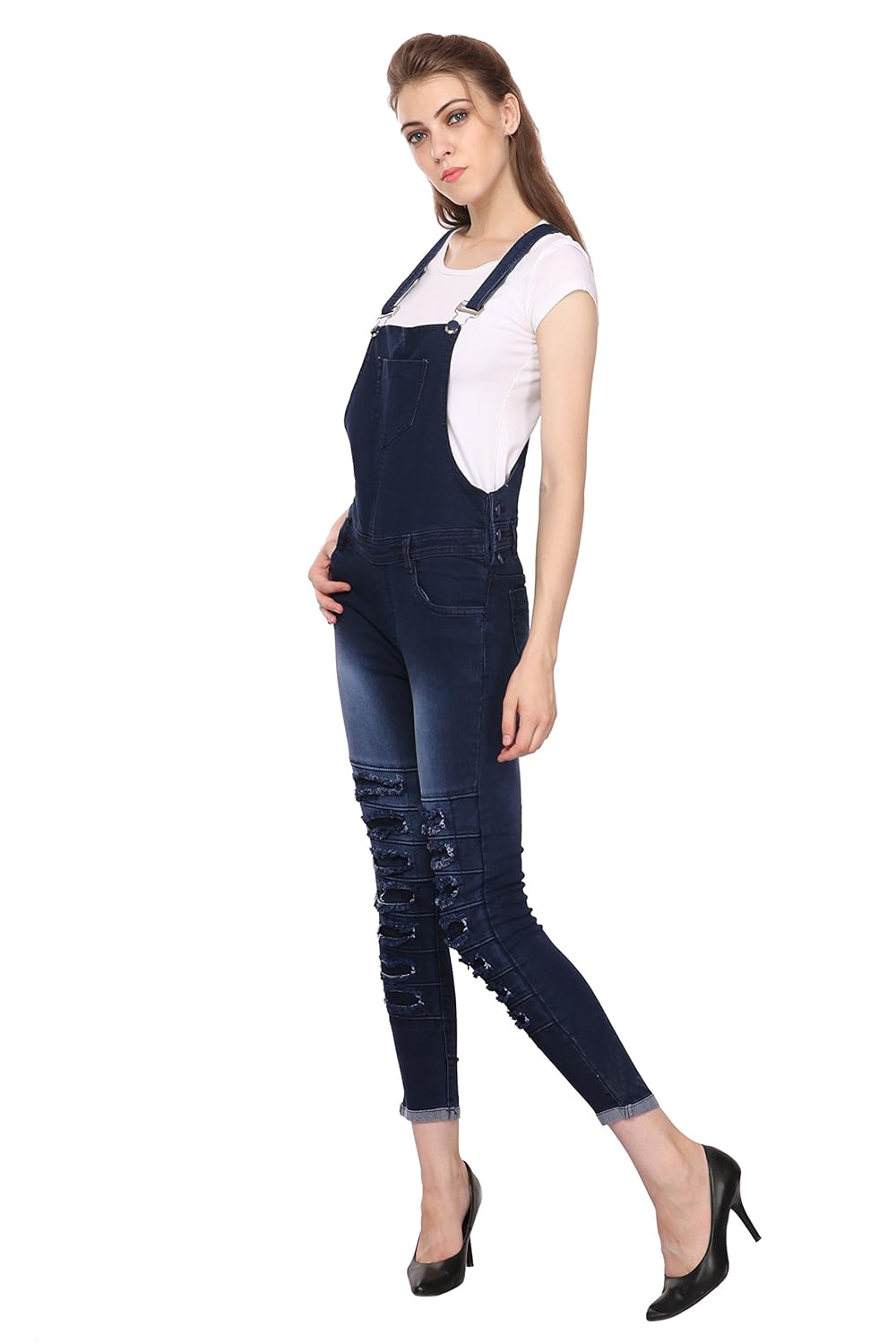 manash fashion women denim dungaree blue