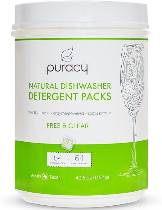 Puracy Natural Dishwasher Detergent Packs, EnzymePowered Automatic