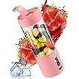 iOCSmart Portable Blender for Shakes and Smoothies, Personal Blender for Milkshakes,18oz One-handed Drinking Type-C Rechargeable Mini Juicer Blender Cup for Travel Sports Kitchen (Pink.)